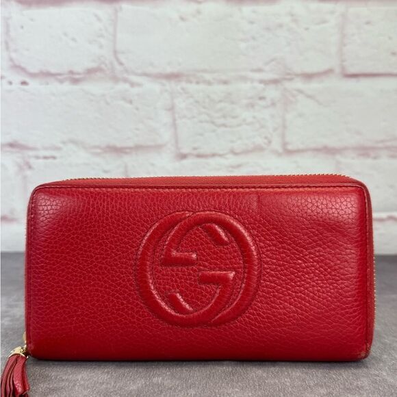 Gucci Red SoHo Tassle Zippy Leather Wallet - Picture 1 of 10